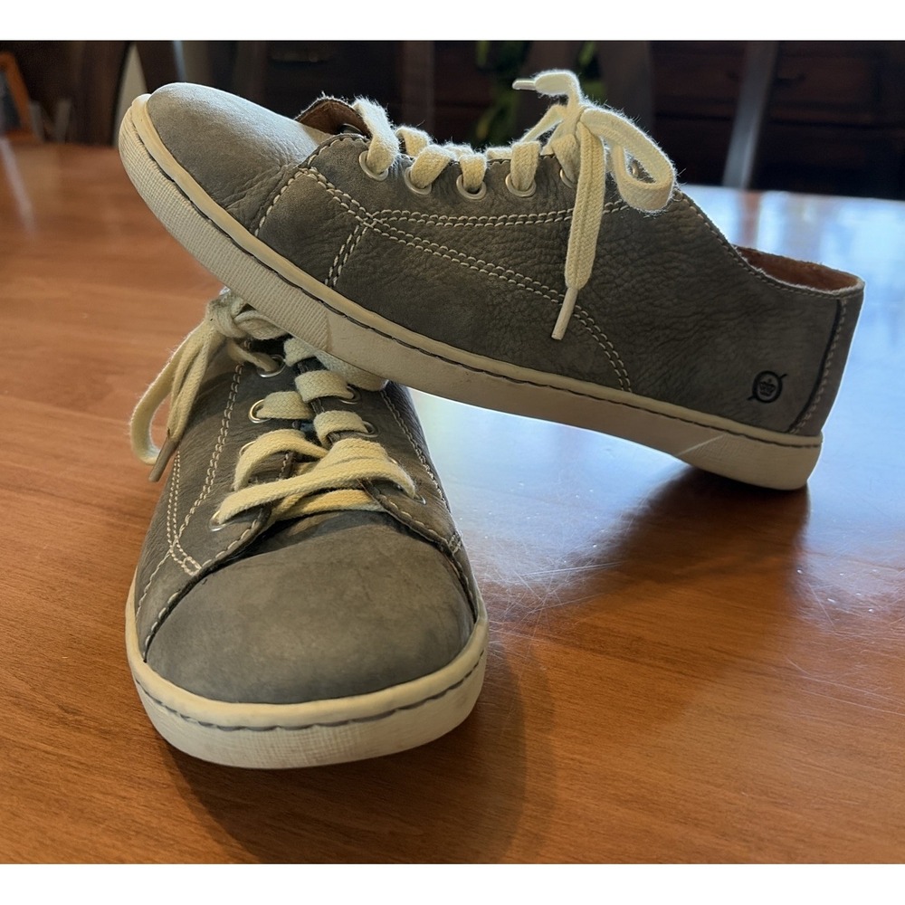 Born Womens Gray Leather Fashion Sneakers Size 8.5/40 W22211 Sport Casual